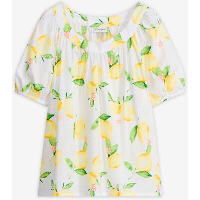 bonprix Bluse aus reiner Baumwolle mit Ballonärmeln weiß 40 bonprix Bluse aus reiner Baumwolle mit Ballonärmeln weiß 40