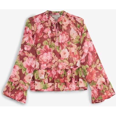 bonprix Chiffonbluse mit Volants rot 46 bonprix Chiffonbluse mit Volants rot 46