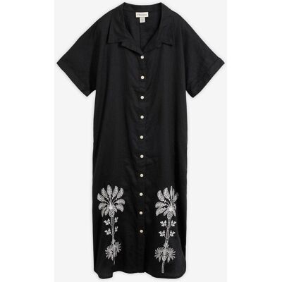 bonprix Kaftan-Kleid aus reinem Leinen mit Stickerei schwarz 40 bonprix Kaftan-Kleid aus reinem Leinen mit Stickerei schwarz 40