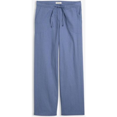 bonprix Leinen-Hose mit weitem Bein blau 50 bonprix Leinen-Hose mit weitem Bein blau 50