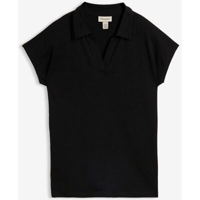 bonprix Shirt mit offenem Polokragen schwarz 48 bonprix Shirt mit offenem Polokragen schwarz 48