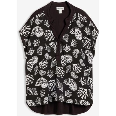 bonprix Blusenshirt im Material-Mix schwarz 46 bonprix Blusenshirt im Material-Mix schwarz 46