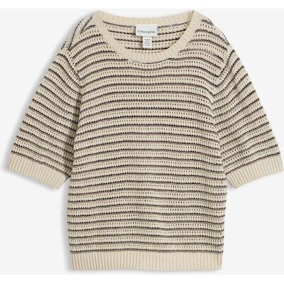 bonprix Ajour-Pullover mit Leinen beige 44 bonprix Ajour-Pullover mit Leinen beige 44