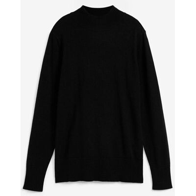 bonprix Basic Pullover mit Stehkragen mit recycelter Baumwolle schwarz 48 bonprix Basic Pullover mit Stehkragen mit recycelter Baumwolle schwarz 48