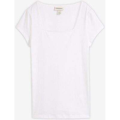 bonprix Kurzarmshirt mit Karree-Ausschnitt weiß 44 bonprix Kurzarmshirt mit Karree-Ausschnitt weiß 44