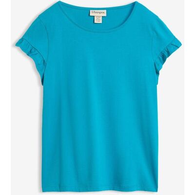 bonprix T-Shirt mit Rüschen blau 36 bonprix T-Shirt mit Rüschen blau 36