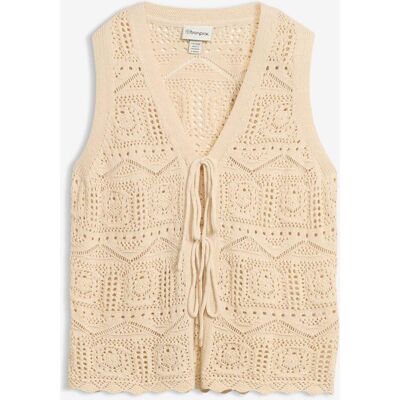 bonprix Ajour-Strickweste aus Baumwoll-Mix beige 36 bonprix Ajour-Strickweste aus Baumwoll-Mix beige 36