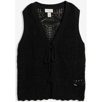 bonprix Ajour-Strickweste aus Baumwoll-Mix schwarz 36 bonprix Ajour-Strickweste aus Baumwoll-Mix schwarz 36