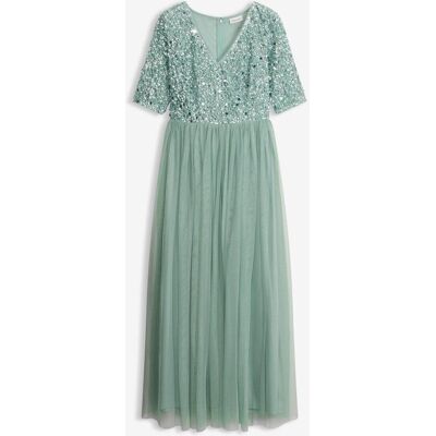 bonprix Abendkleid aus zartem Tüll mit Paillettenstickerei grün 38 bonprix Abendkleid aus zartem Tüll mit Paillettenstickerei grün 38