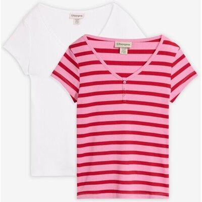 bonprix T-Shirt aus reiner Bio-Baumwolle (2er Pack) rosa 40 bonprix T-Shirt aus reiner Bio-Baumwolle (2er Pack) rosa 40