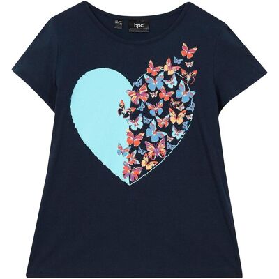 bonprix T-Shirt aus reiner Bio-Baumwolle blau 140 bonprix T-Shirt aus reiner Bio-Baumwolle blau 140