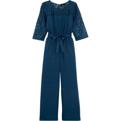 bonprix Jumpsuit mit Spitze blau 134 bonprix Jumpsuit mit Spitze blau 134