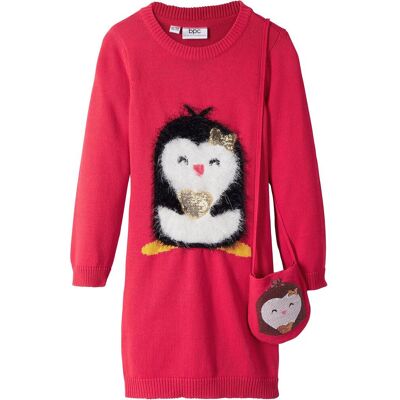 bonprix Strickkleid mit Tasche (2-tlg.Set) rot 116 bonprix Strickkleid mit Tasche (2-tlg.Set) rot 116