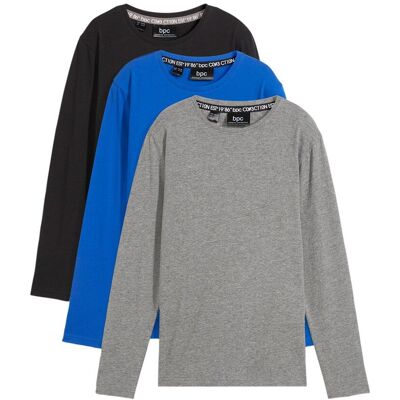 bonprix Langarmshirt mit Bio Baumwolle (3er-Pack) blau 128 bonprix Langarmshirt mit Bio Baumwolle (3er-Pack) blau 128
