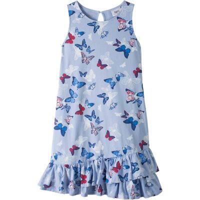 bonprix Jerseykleid aus reiner Bio-Baumwolle mit Volant blau 176 bonprix Jerseykleid aus reiner Bio-Baumwolle mit Volant blau 176