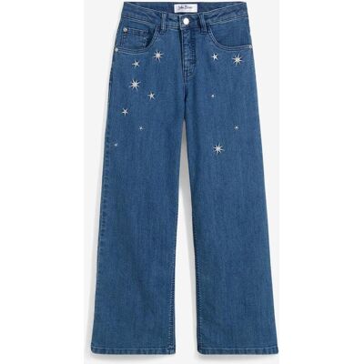 bonprix Wide-Leg-Jeans mit Stickerei Mid Waist blau 158 bonprix Wide-Leg-Jeans mit Stickerei Mid Waist blau 158