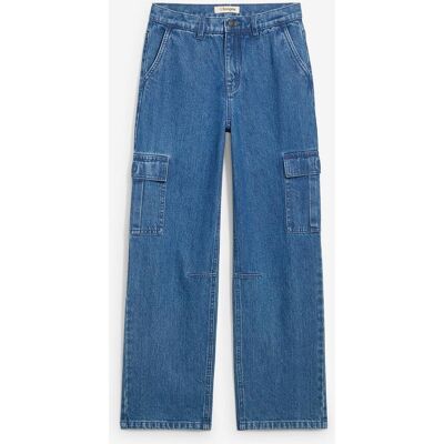 bonprix Loose Fit Cargo-Jeans mit verstellbarem Bund, Straight blau 134 bonprix Loose Fit Cargo-Jeans mit verstellbarem Bund, Straight blau 134