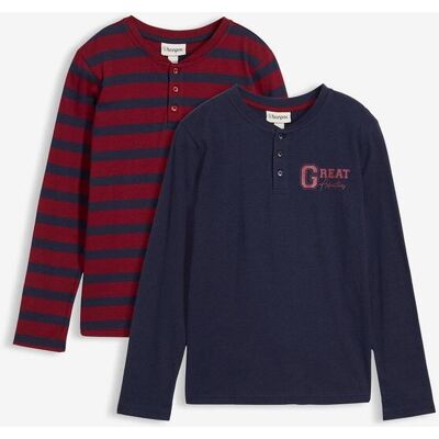 bonprix Henleyshirt aus reiner Bio-Baumwolle (2er Pack) blau 128 bonprix Henleyshirt aus reiner Bio-Baumwolle (2er Pack) blau 128