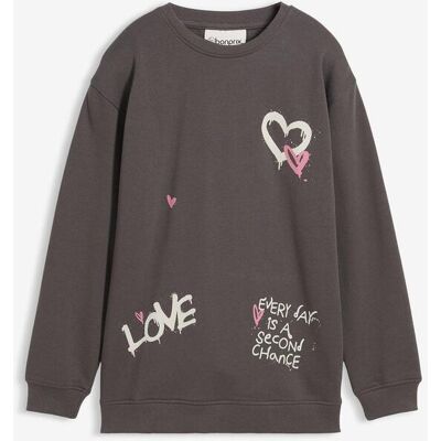 bonprix Sweatshirt aus reiner Bio-Baumwolle grau 128 bonprix Sweatshirt aus reiner Bio-Baumwolle grau 128