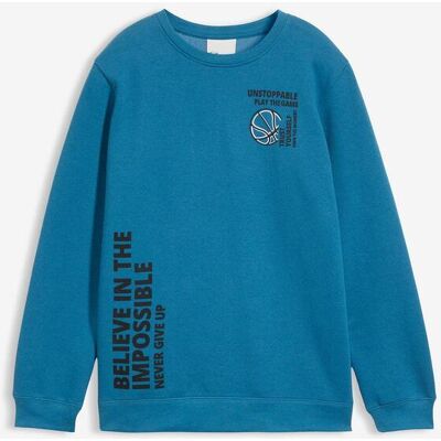 bonprix Sweatshirt aus weichem Baumwoll-Mix blau 176 bonprix Sweatshirt aus weichem Baumwoll-Mix blau 176