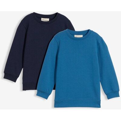 bonprix Sweatshirt aus weichem Baumwoll-Mix (2er Pack) blau 116 bonprix Sweatshirt aus weichem Baumwoll-Mix (2er Pack) blau 116