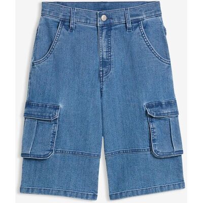 bonprix Cargo-Jeans-Bermudav mit verstellbarem Bund, Loose Fit blau 134 bonprix Cargo-Jeans-Bermudav mit verstellbarem Bund, Loose Fit blau 134