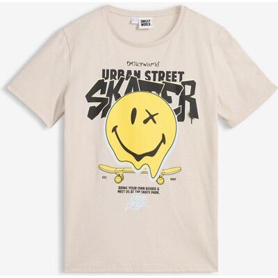 bonprix Smiley T-Shirt aus reiner Bio Baumwolle grau 146 bonprix Smiley T-Shirt aus reiner Bio Baumwolle grau 146