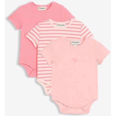 bonprix Kurzarm-Body aus Bio-Baumwolle (3er Pack) rosa 56 bonprix Kurzarm-Body aus Bio-Baumwolle (3er Pack) rosa 56