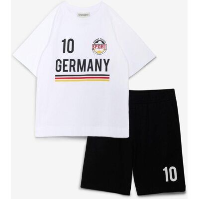 bonprix T-Shirt und Jersey-Bermuda (2-tlg.Set) weiß 116 bonprix T-Shirt und Jersey-Bermuda (2-tlg.Set) weiß 116