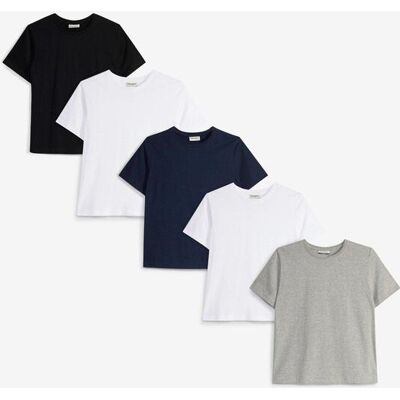 bonprix T-Shirt aus reiner Bio Baumwolle (5er Pack) schwarz 176 bonprix T-Shirt aus reiner Bio Baumwolle (5er Pack) schwarz 176