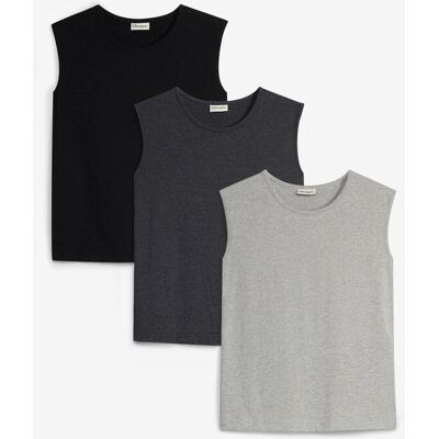 bonprix Tanktop mit Bio Baumwolle (3er Pack) grau 176 bonprix Tanktop mit Bio Baumwolle (3er Pack) grau 176