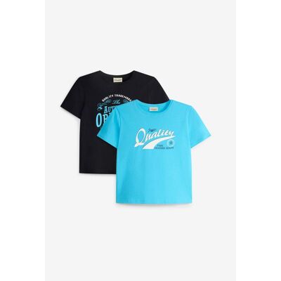 bonprix T-Shirt aus reiner Bio Baumwolle (2er Pack) blau 152 bonprix T-Shirt aus reiner Bio Baumwolle (2er Pack) blau 152