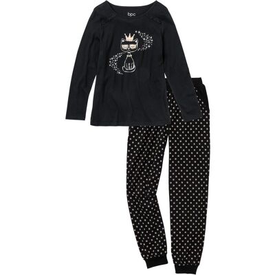 bonprix Pyjama aus reiner Bio-Baumwolle schwarz 36 bonprix Pyjama aus reiner Bio-Baumwolle schwarz 36