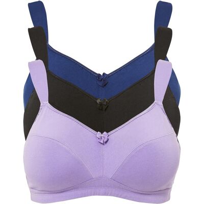 bonprix BH ohne Bügel mit Baumwolle (3er Pack) lila 115 bonprix BH ohne Bügel mit Baumwolle (3er Pack) lila 115