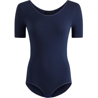 bonprix Halbarm Body mit Baumwolle blau 44 bonprix Halbarm Body mit Baumwolle blau 44