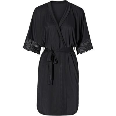 bonprix Satin Kimono mit Spitze schwarz 40 bonprix Satin Kimono mit Spitze schwarz 40