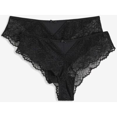 bonprix Brazilslip mit zarter Spitze (2er Pack) schwarz 32 bonprix Brazilslip mit zarter Spitze (2er Pack) schwarz 32