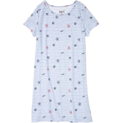 bonprix Kurzes Nachthemd aus reiner Baumwolle blau 44 bonprix Kurzes Nachthemd aus reiner Baumwolle blau 44