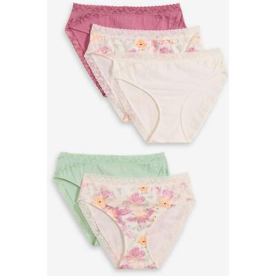 bonprix Maxislip mit Bio-Baumwolle und Spitze (5er Pack) weiß 40 bonprix Maxislip mit Bio-Baumwolle und Spitze (5er Pack) weiß 40