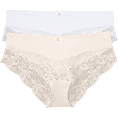 bonprix Panty mit feiner Spitze (2er Pack) weiß 36 bonprix Panty mit feiner Spitze (2er Pack) weiß 36