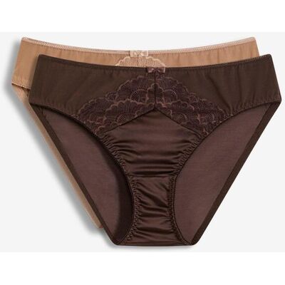 bonprix Slip mit Glanzeffekt (2er Pack) braun 48 bonprix Slip mit Glanzeffekt (2er Pack) braun 48