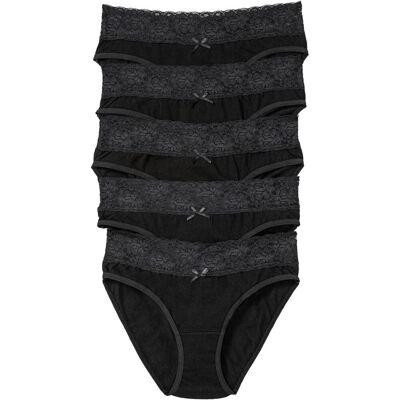bonprix Slip mit weicher Baumwolle und Spitze (5er Pack) schwarz 40 bonprix Slip mit weicher Baumwolle und Spitze (5er Pack) schwarz 40