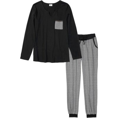 bonprix Pyjama mit Flanellhose schwarz 52 bonprix Pyjama mit Flanellhose schwarz 52