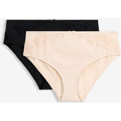 bonprix Maxislip mit zarter Spitze (2er Pack) beige 36 bonprix Maxislip mit zarter Spitze (2er Pack) beige 36