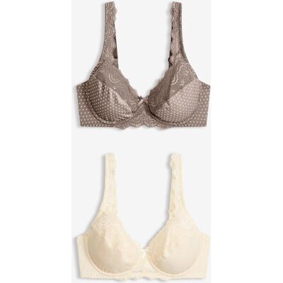 bonprix Bügel-BH mit zarter Spitze (2er Pack) beige 95 bonprix Bügel-BH mit zarter Spitze (2er Pack) beige 95