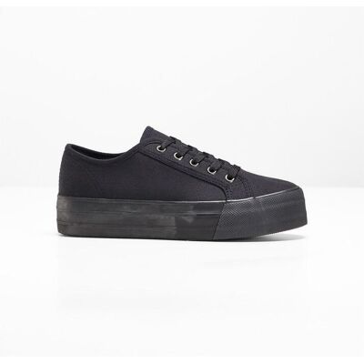 bonprix Plateau-Sneaker aus Baumwoll-Canvas schwarz 40 bonprix Plateau-Sneaker aus Baumwoll-Canvas schwarz 40