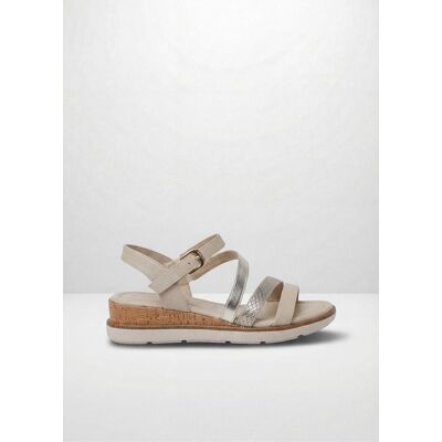 bonprix Tamaris Keilsandaletten in Metallic-Optik beige 37 bonprix Tamaris Keilsandaletten in Metallic-Optik beige 37