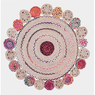 bonprix Runder Teppich mit bunten Kreisen beige 1 (Ø 90 cm) bonprix Runder Teppich mit bunten Kreisen beige 1 (Ø 90 cm)