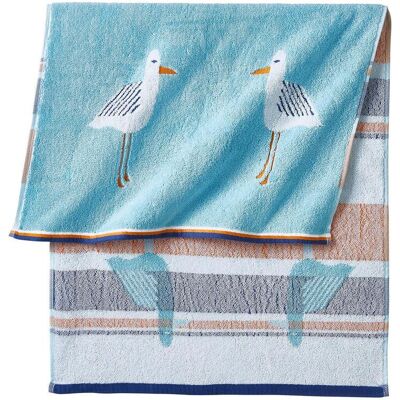 bonprix Baumwollhandtuch mit Möwen Design blau 3 (Duschtuch 70/140 cm) bonprix Baumwollhandtuch mit Möwen Design blau 3 (Duschtuch 70/140 cm)