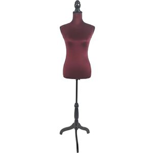 Relaxdays Schneiderpuppe, weiblich, Größe 36/38, verstellbar 130–167 cm, Samt, Holzständer, Nähpuppe, Bordeaux/schwarz Relaxdays Schneiderpuppe, weiblich, Größe 36/38, verstellbar 130–167 cm, Samt, Holzständer, Nähpuppe, Bordeaux/schwarz